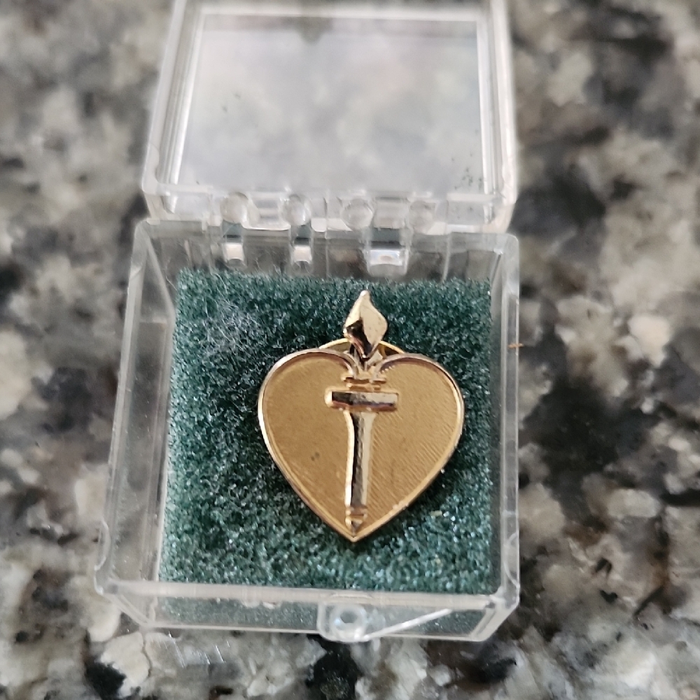 Vintage American Heart Association Heart Flame Torch Pin